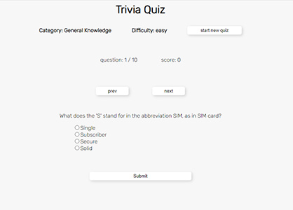 trivia quiz website